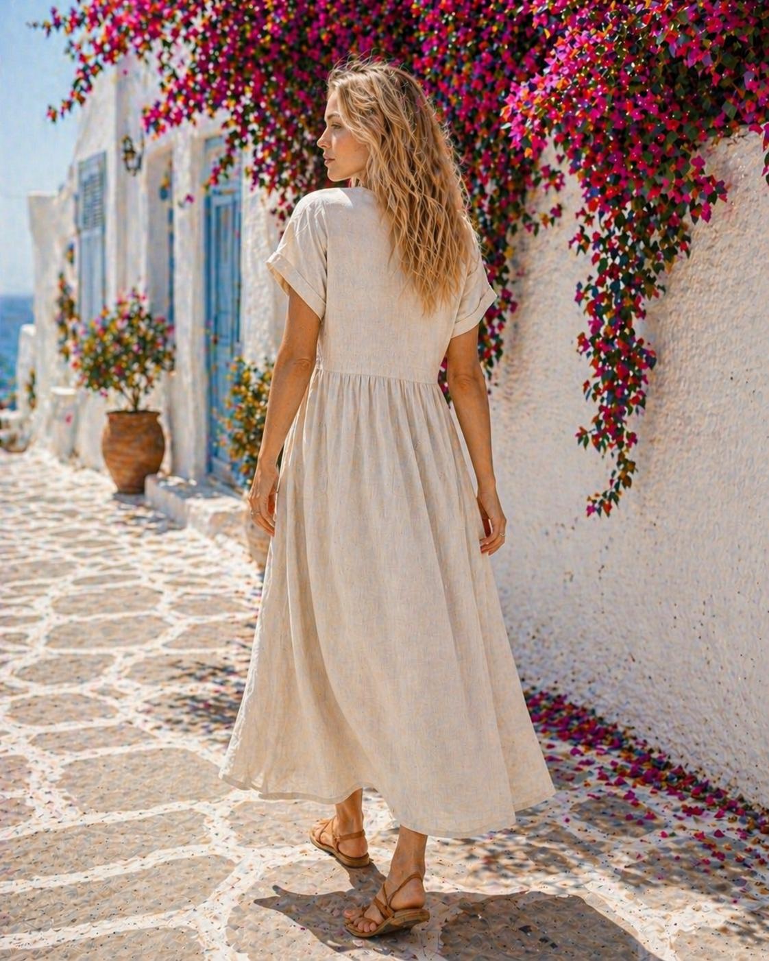 short sleeve maxi dress pattern Boho Floral Maxi Dress for Women - Paisley V Neck Flutter Sleeve Layered Swing Dress