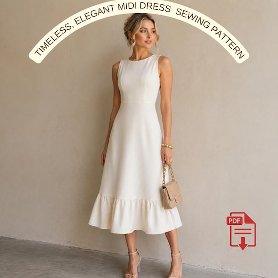 Ruffle Hem ,everyday Dress Sewing Pattern | Sleeveless Fit and Flare Dress  | Casual Summer Outfit | Easy PDF Sewing Pattern for Women - Etsy Ireland