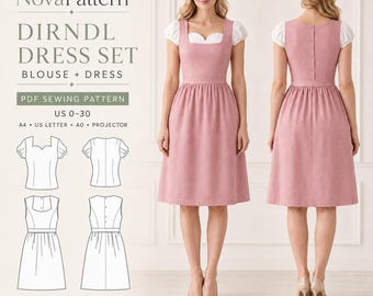 Naaipatroon voor een dirndljurk en blouse | Beierse kostuumset (PDF-patroon)