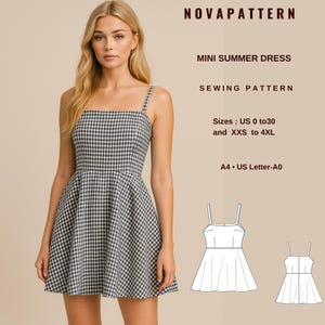 Patrón de vestido de verano de lino estilo cottagecore, adecuado para tallas A0-A4, tallas EE. UU. 2 a 30 y tallas XS a 4XL.