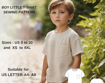 Boys T-Shirt Sewing Pattern | Classic Short Sleeve Top | Casual Everyday Tee | Easy PDF Sewing Pattern for Kids | Summer Outfit