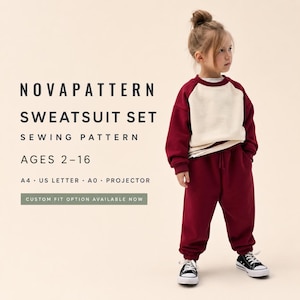 Patrón de costura para chándal infantil / Conjunto unisex de sudadera y pantalón deportivo / Ropa cómoda para estar en casa / Patrón en PDF tamaño A4 (tamaño carta estadounidense) de 2 a 16 años
