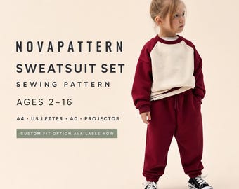 Kids Sweatsuit Sewing Pattern | Unisex Loungewear Set (Ages 2-16) (PDF Pattern)