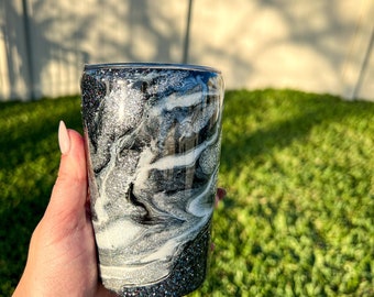 Black glitter swirl tumbler