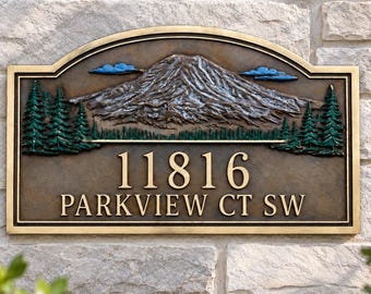 Custom Bronze House Number Plaque – Personalized Address Sign, Anniversary Gift- Metal outdoor plaques