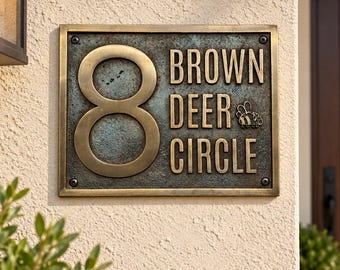 Custom Recycled Bronze Villa Door Sign – 3D Metal Address Plaque (6-12mm)