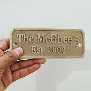 Brass personalized signs - Cast Metal Door Sign- family name signs long lasting - Brass Signs for Indoor and Outdoor Use