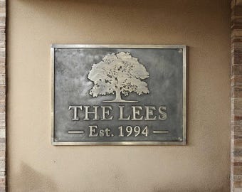 Address plaque for house – Metal house number sign - Personalized bronze sign - Business sign - House warming gift - wall arts