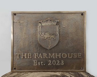 Custom made cast bronze signs & plaques - Personalized logo/crest plaques - old school signs - Driveway address signs