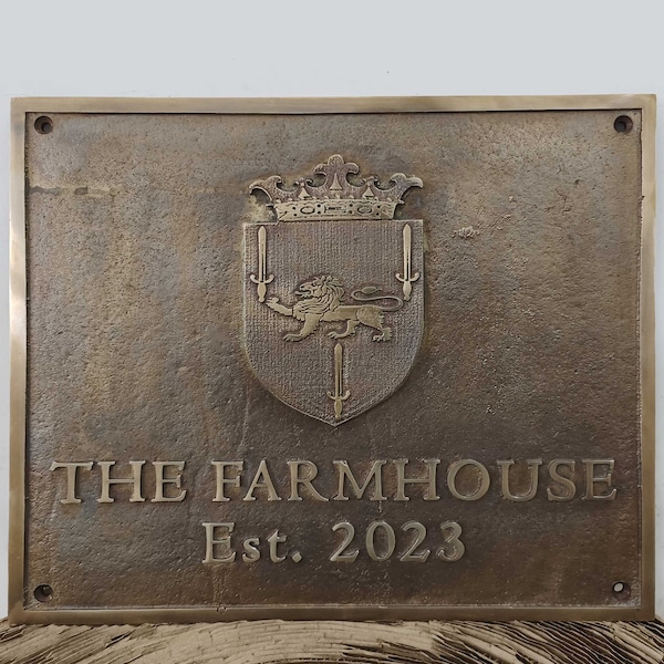 Custom made cast bronze signs & plaques - Personalized logo/crest plaques - old school signs - Driveway address signs