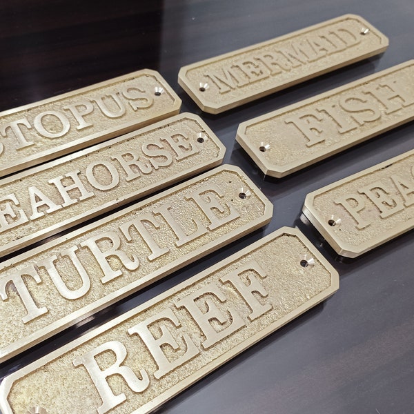 Cast brass custom nautical signs, Aquatic sign plaques, ponds signs, waterproof personalized heavy signs, long lasting signs