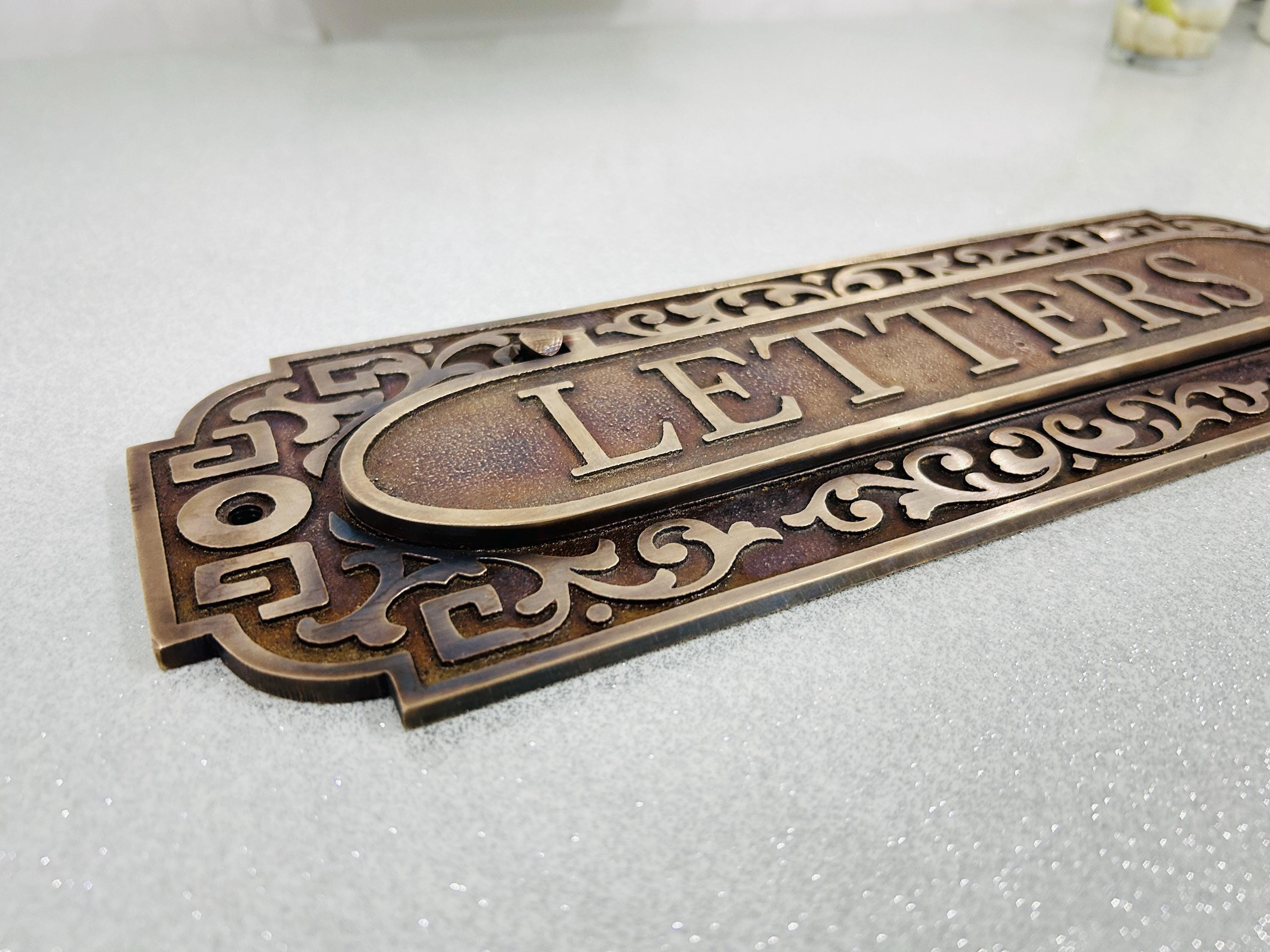 Personalized Mail Slot Flap Cast Bronze - Letter Slot - Front Door ...