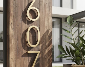 Solid Brass Floating House Numbers – Modern Address Signs - Modern house numbers - mailbox numbers - Vertical house numbers - facade sign