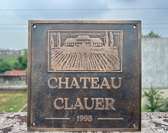 Custom made cast bronze Sign & Plaques - Personalized logo crest plaque - Bronze anniversary gift - Old school signs - Address signs