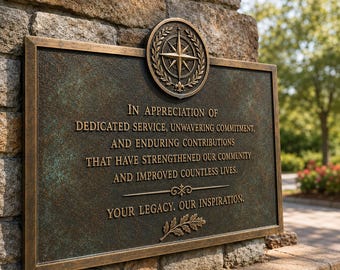 Custom In Honor Bronze Plaque | Personalized Memorial Bronze Sign | Cast Bronze Dedication Plaque | Outdoor Commemorative Plaque