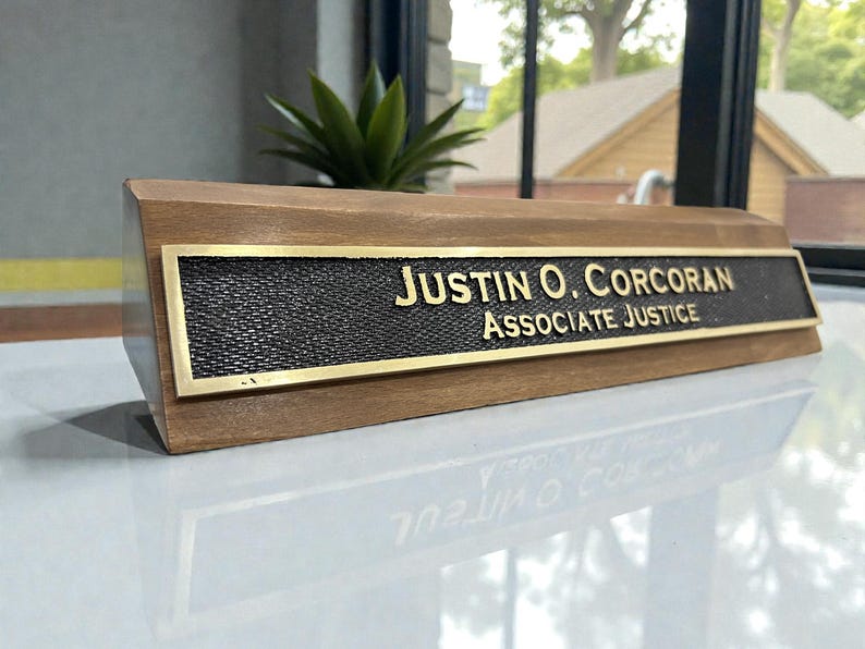 Triangular Nameplate Personalized Desk Nameplate - Customized Office Signs With Wooden Base ...