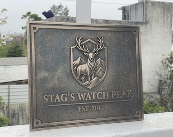 Custom 3D Bronze Plaque Sign, Personalized Outdoor Metal Sign, 8th Anniversary Gift