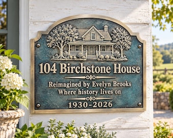 Custom Bronze Plaque – Personalized Anniversary Gift, Historical Home Marker (Outdoor Durable)