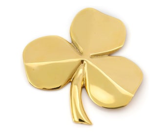 Solid Brass Shamrock Wall Hanging – Irish Lucky Charm, Celtic Spring Decor sign