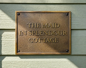 Cast bronze custom address sign plaque - Personalized sign for outdoors - Heavy sign, durable bronze nameplates and signs