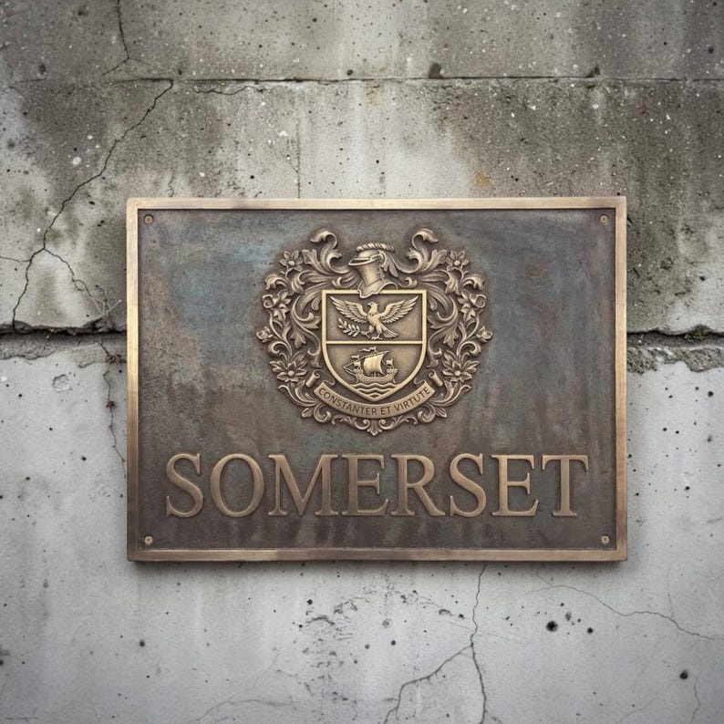 Crest Sign Rectangle Custom Family Crest Plaque – Cast Bronze Crest Sign – Heraldic Crest ...