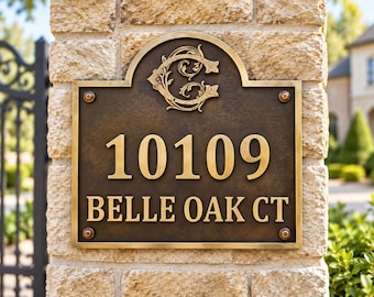 Custom Bronze House Number Plaque – Personalized Address Sign, Anniversary Gift - Metal Street sign