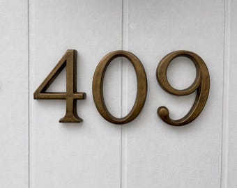 Solid Bronze Floating House Numbers | Modern Address Signs | Vertical House Number | Mailbox Number | Facade Sign