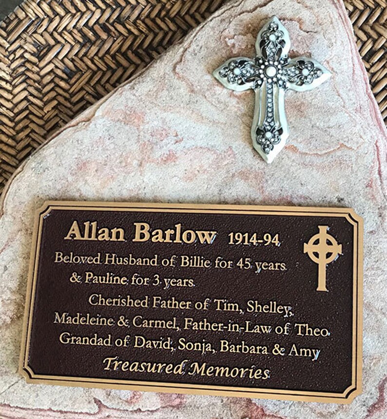 Customized Cast Brass Memorial Plaques Cemetery Colorful Etsy