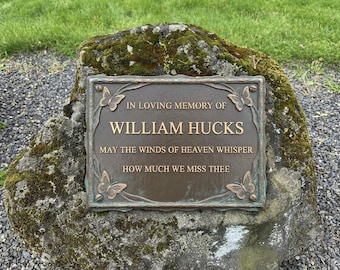 Personalized Bronze Memorial Plaque – Custom Outdoor Dedication Sign 6-12 mm - Rock and Grave sign