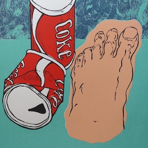 Crushed 2, Pop, Arte, Retro, Stile Warhol, Arredamento per la casa, Serigrafia, Lattine di Coca-Cola, Crush 2, arte murale, originale, edizioni, acrilici, carta,