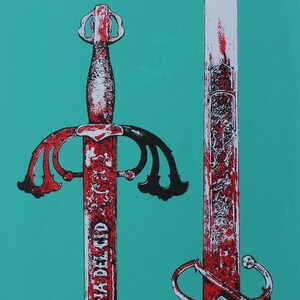 Beauty & War. Original, Prints, swords, beauty, silkscreen prints, decorative, original fine art, Medieval decor, War.