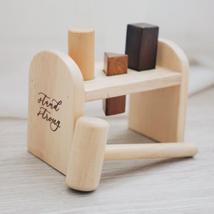 Lettering and Life Wooden Hammer & Peg Pound-a-Peg Toy Wooden Toys Montessori Educational Toy