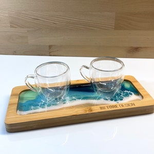 Tray, pocket emptier, small picture. Bamboo and epoxy resin. Sea decoration image 1