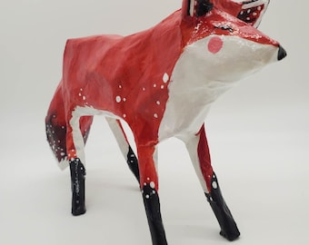 Todd - Tiny Red Fox OOAK Paper Mache Sculpture