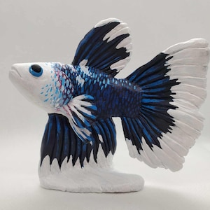 Betta Fish + Custom Pet Portrait Polymer Clay Sculpture