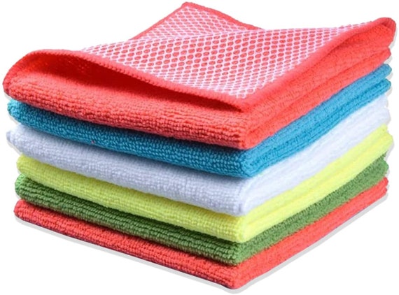 Green Multi-Purpose Cleaning Towels 100% Pure Cotton Fabric Weavely Kitchen Dish Towels Set of 6 Cotton Terry Kitchen Towels Extra Absorbent and Super Soft Dish Towels for Kitchen