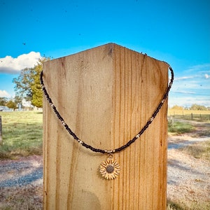 Hand Beaded Necklace- Sunflower