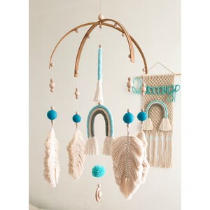 Children&#39;s Macrame Mobile with Leaves and Half-Round Base