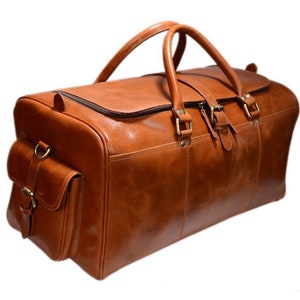 Leather travel bag Men&#39;s duffle bag Leather Weekender bag leather duffel bag men Overnight Unisex Weekender Bag Gym Bag