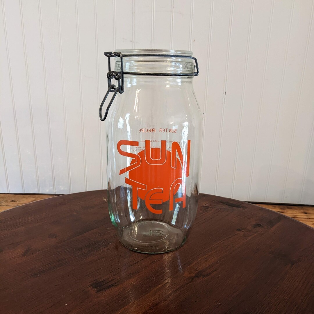 Vintage Carlton Glass Sun Tea Jar Pitcher With Recipe Etsy