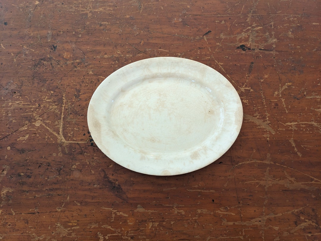 Vintage K. T. K China Ironstone Platter Crazed and Stained Etsy
