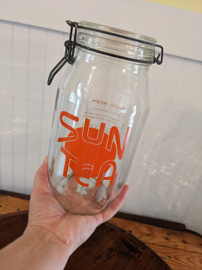 Vintage Carlton Glass Sun Tea Jar Pitcher With Recipe Etsy