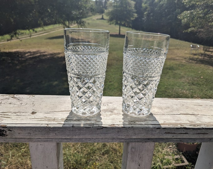 2 Vintage Anchor Hocking Wexford Drinking Glasses 16 Oz Etsy