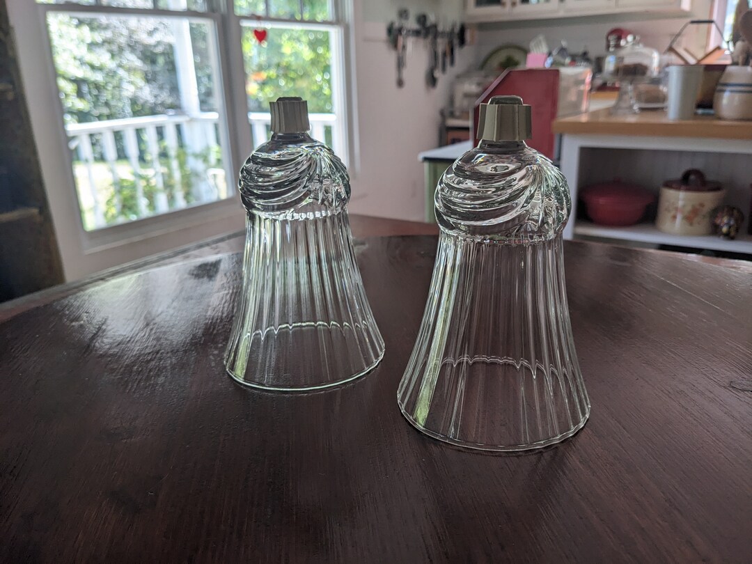 2 Clear Glass Peg Votive Cups With Fluted Ribbed Design, Sconce Cups