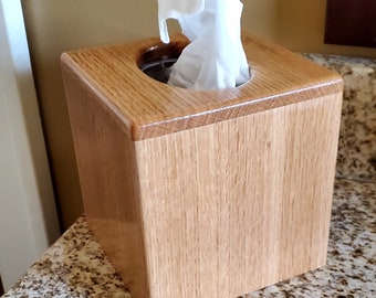 Tissue box cover made from red oak