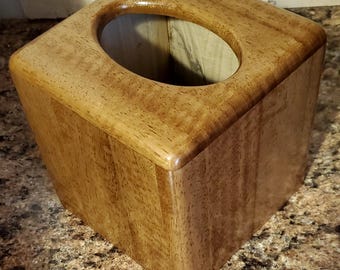 Tissue box cover that's made from white limba wood!