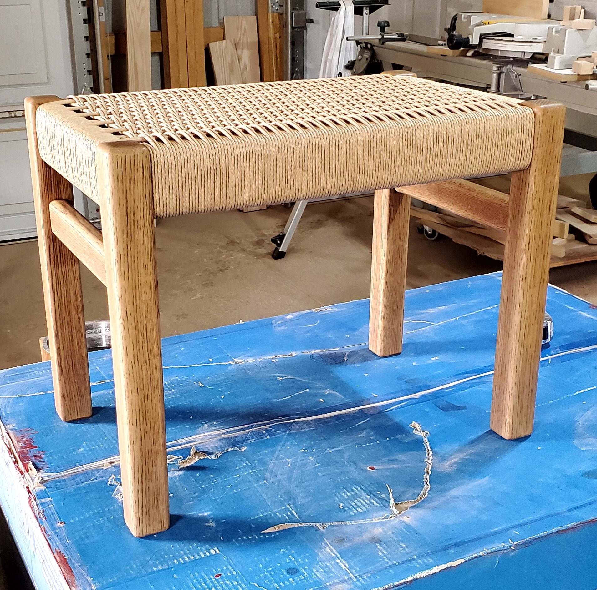Handmade Danish Cord Bench by Water Street Furniture Studio