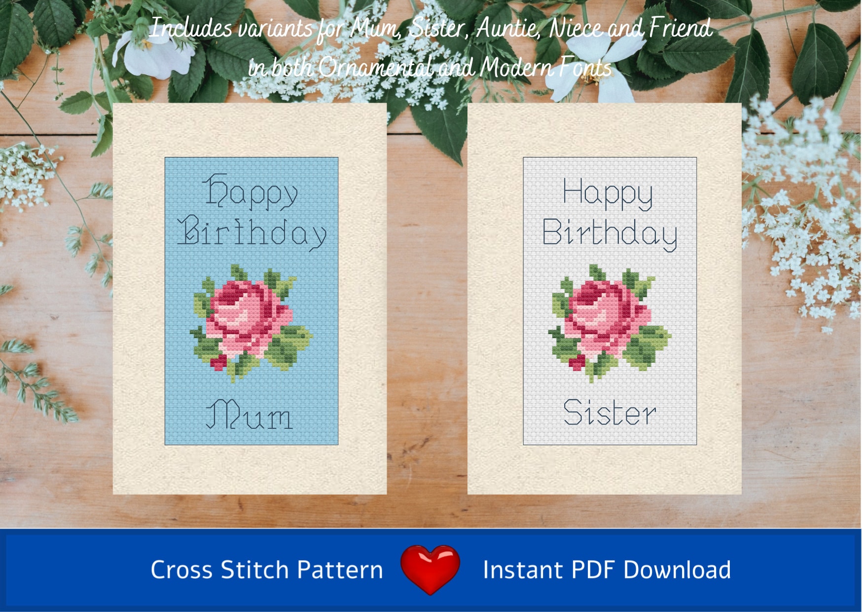 Handmade Personalised A5 Christmas Card - For Daughter, Sister, Friend, Son, Grandson, Nephew | Colourful Stitch Design