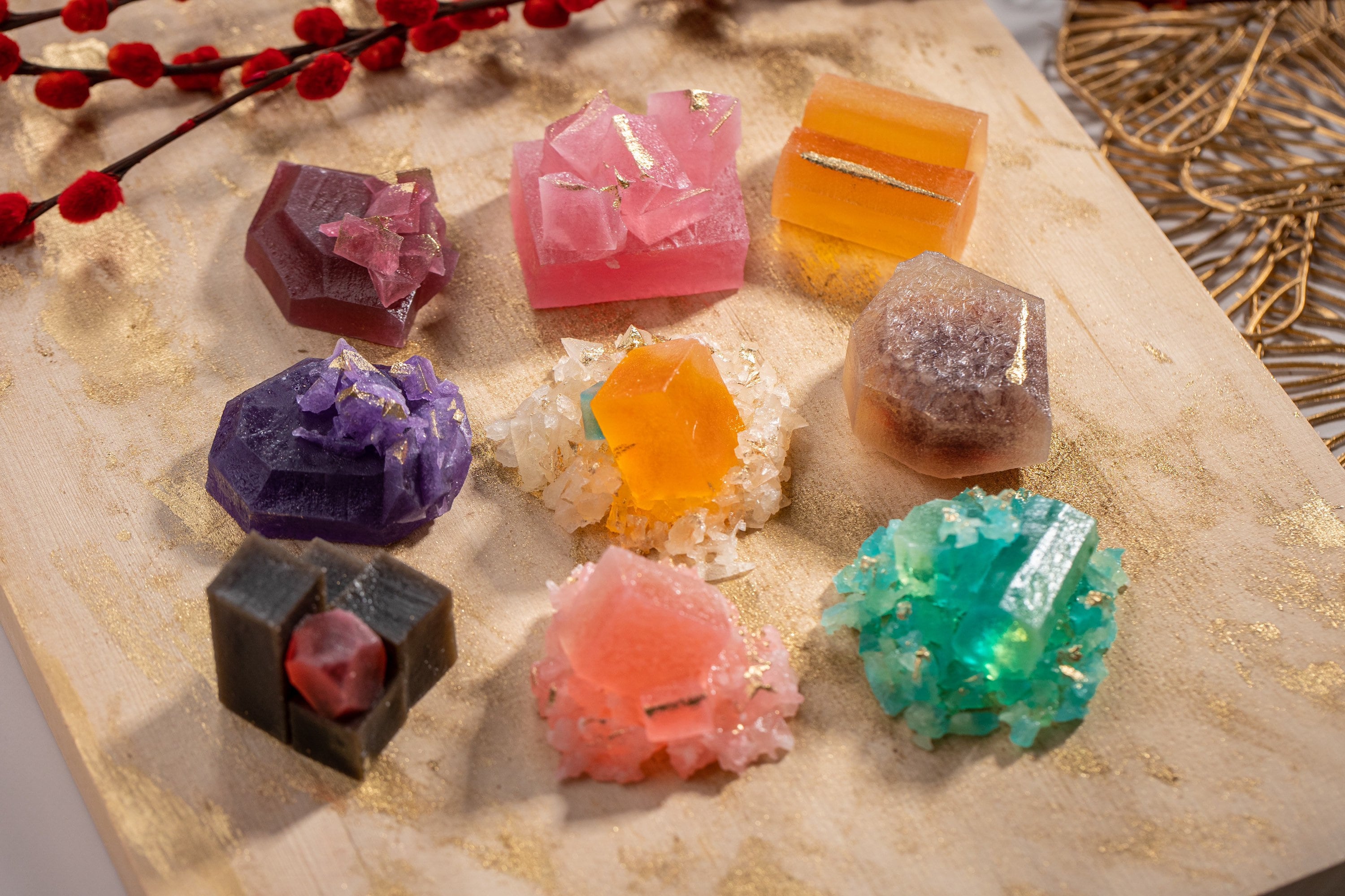 Luxury Edible Crystals Treasure Box Kohakutou candy gemstone cluster asmr  vegan