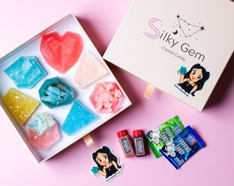  Silky Gem - Edible Crystal Candy, Clusters, Lychee Rose,  Kohakutou, Edible Gem, Vegan, Gluten Free, ASMR : Everything Else